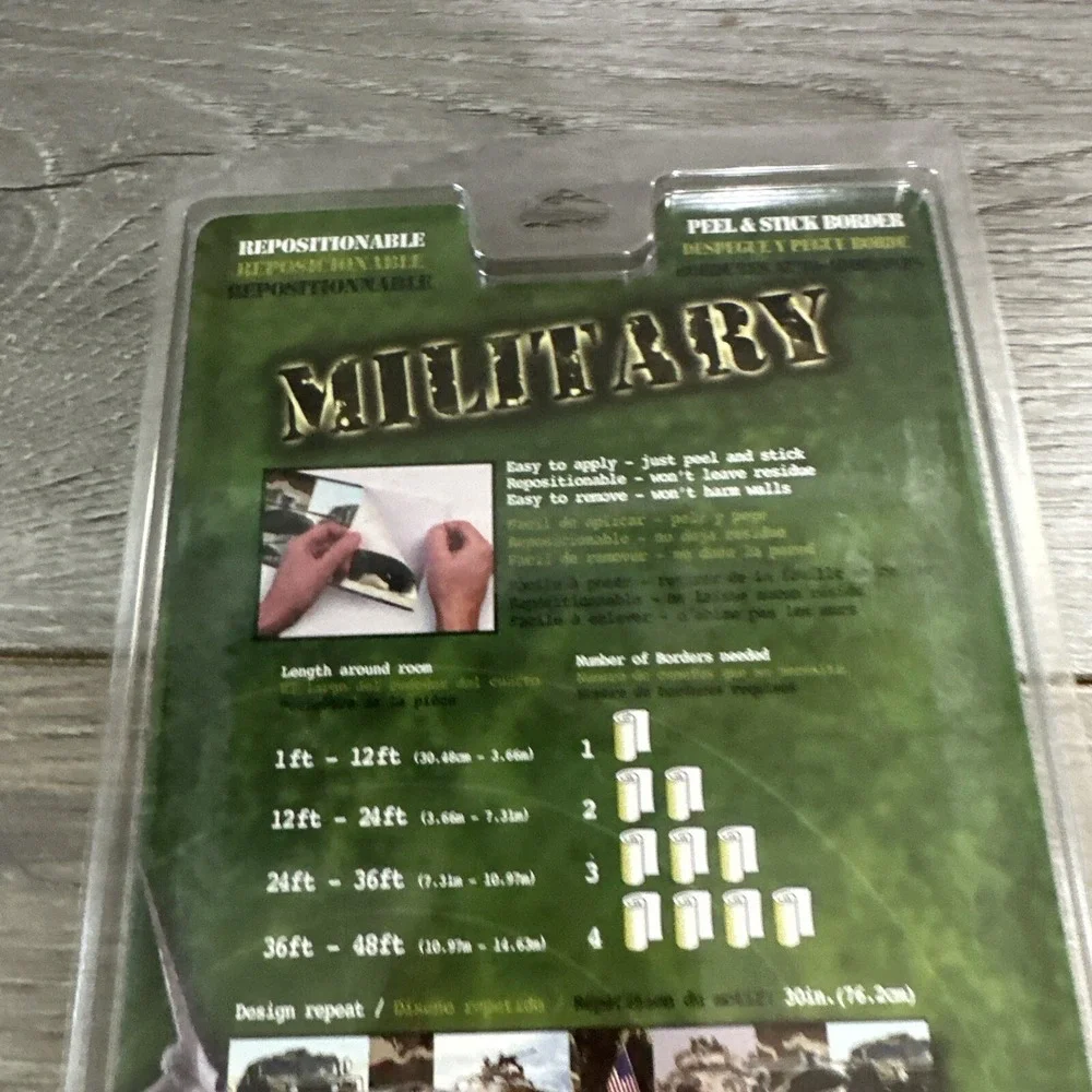 Brewster Military Peel & Stick Border Kid Room 5in x 12ft New PS96311 Green Camo